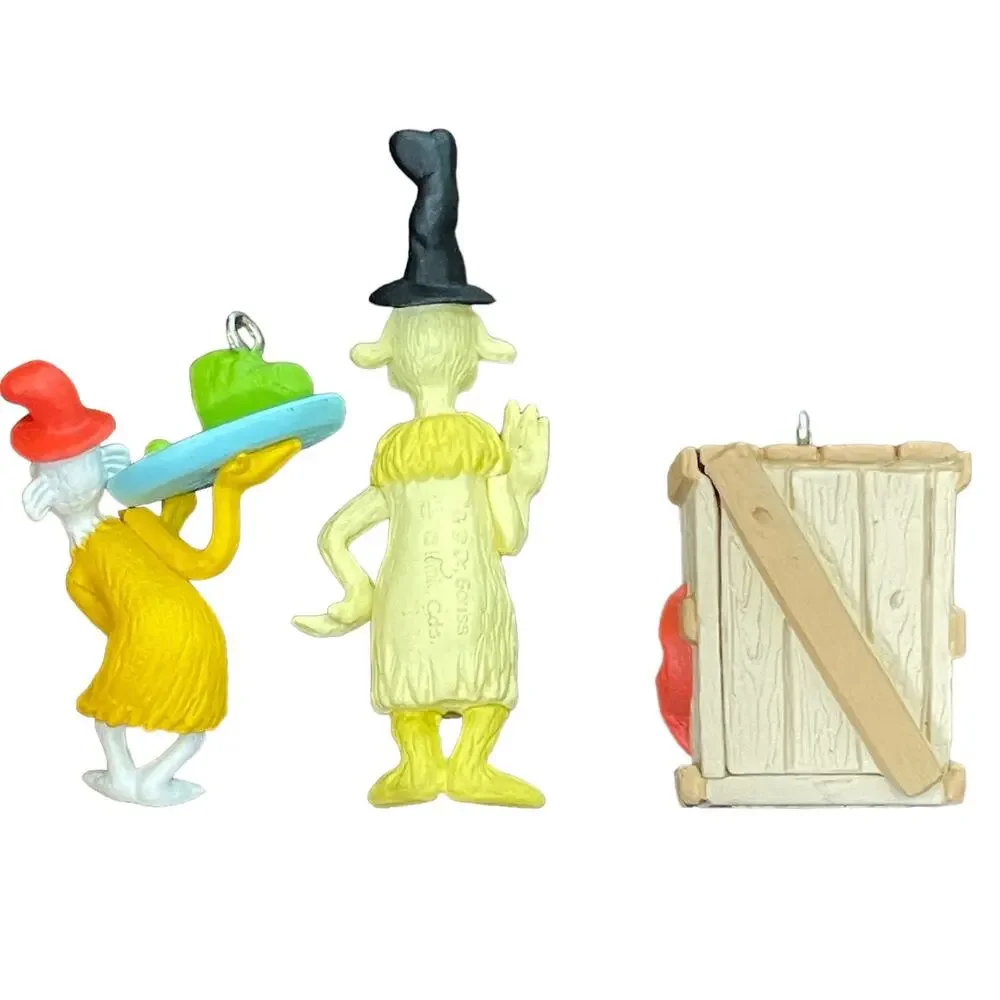 Hallmark Dr Seuss Green Eggs & Ham Ornament Set Vtg 2000 3 Miniatures Christmas